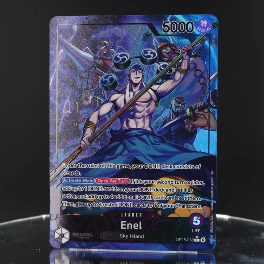 One Piece TCG OPCG English Leader card OP15 Leader Card Set Luffy  Lucy Enel Krieg Rebeca Brook KAMI's Island Textured Foil Card