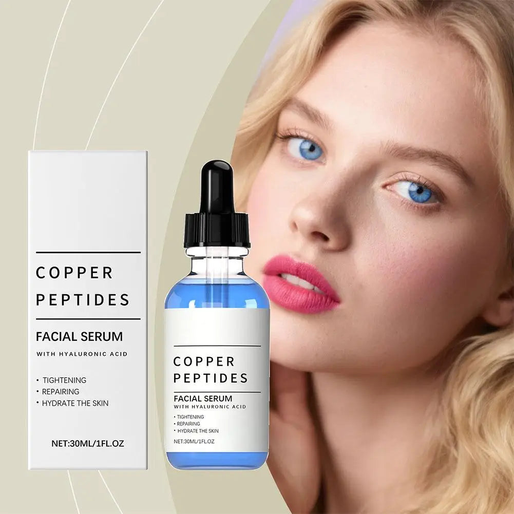 Copper Peptide Serum Anti Wrinkle Remover Antioxidant Tighten Skin Barrier Repair Deep Hydration Hyaluronic Acid Face Serum