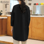 ZANZEA Fashion Autumn Long Sleeve Blouse Women Baggy Shirt Elegant Solid OL Work Tops Causal Loose Holiday Work Blusas Mujer