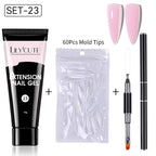 LILYCUTE 15ml Extension Gel Nail Polish Set Quick Nail Prolong With Extend Mold Nail Tips Acrylic Solution Manicure Tools Kit