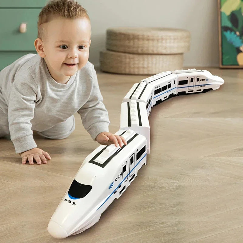 Kids DIY Simulation High Speed Railway Train Toy Electric Sound Light Model Train Track Set Toys for Children's Birthday Gift Main image