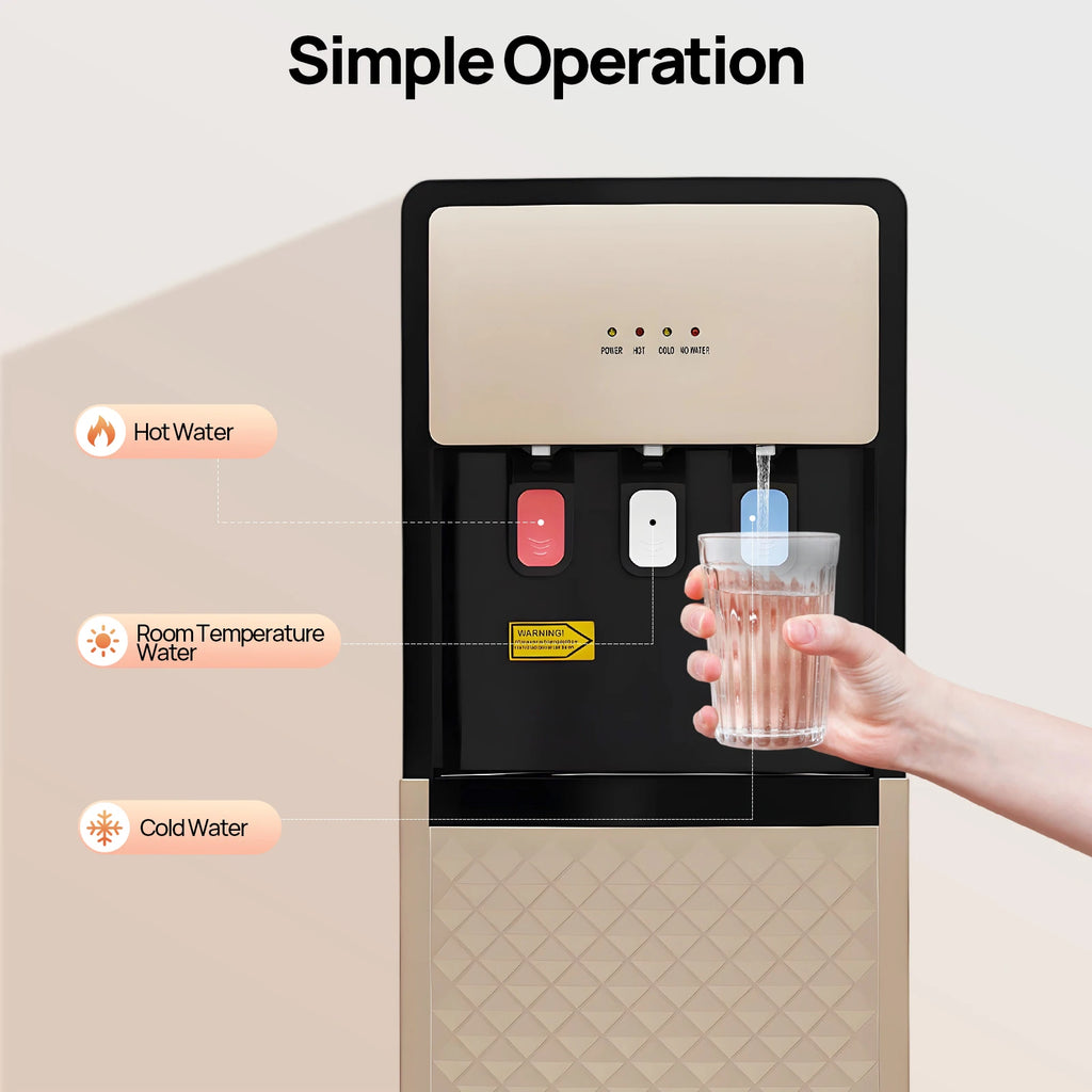 Electric Hot and Cold Water Cooler Dispenser, Versatile Standing Bottom Loading Water Dispenser for Home Office, 110V US/220V EU
