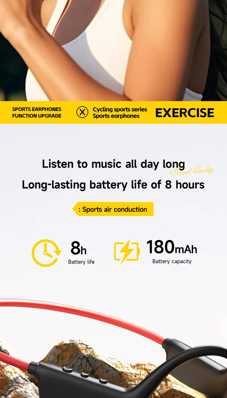 OnePlus Bone Conduction Headset Sport Headphone IPX8 Waterproof Bluetooth 5.4 Wireless Earphone Hands-free With Mic for Exercise