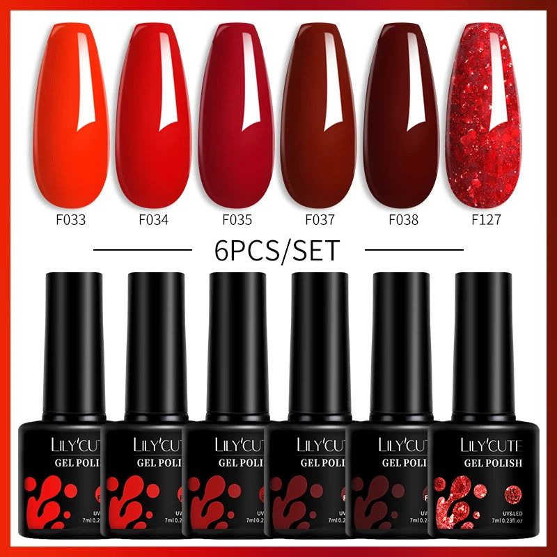 LILYCUTE Nail Gel Polish Set Pink Green Spring DIY Nail Art Design Long Lasting Soak Off UV Gel Manicure Painting Gel Vernis Kit
