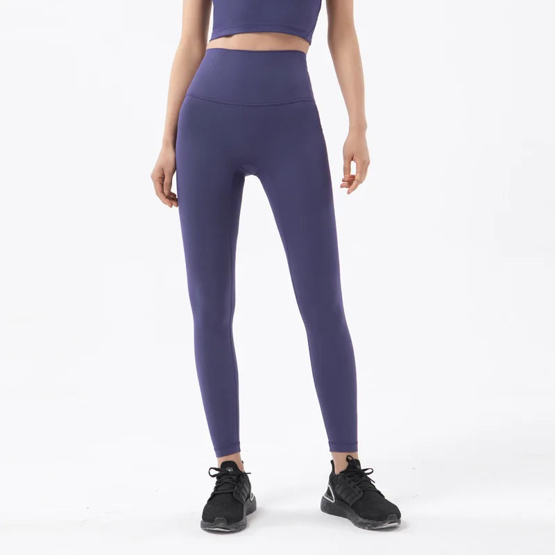 SOISOU Nylon Yoga Pants Gym Leggings Women Girl Fitness Soft Tights High Waist Elastic Breathable No T Line Sports Pants