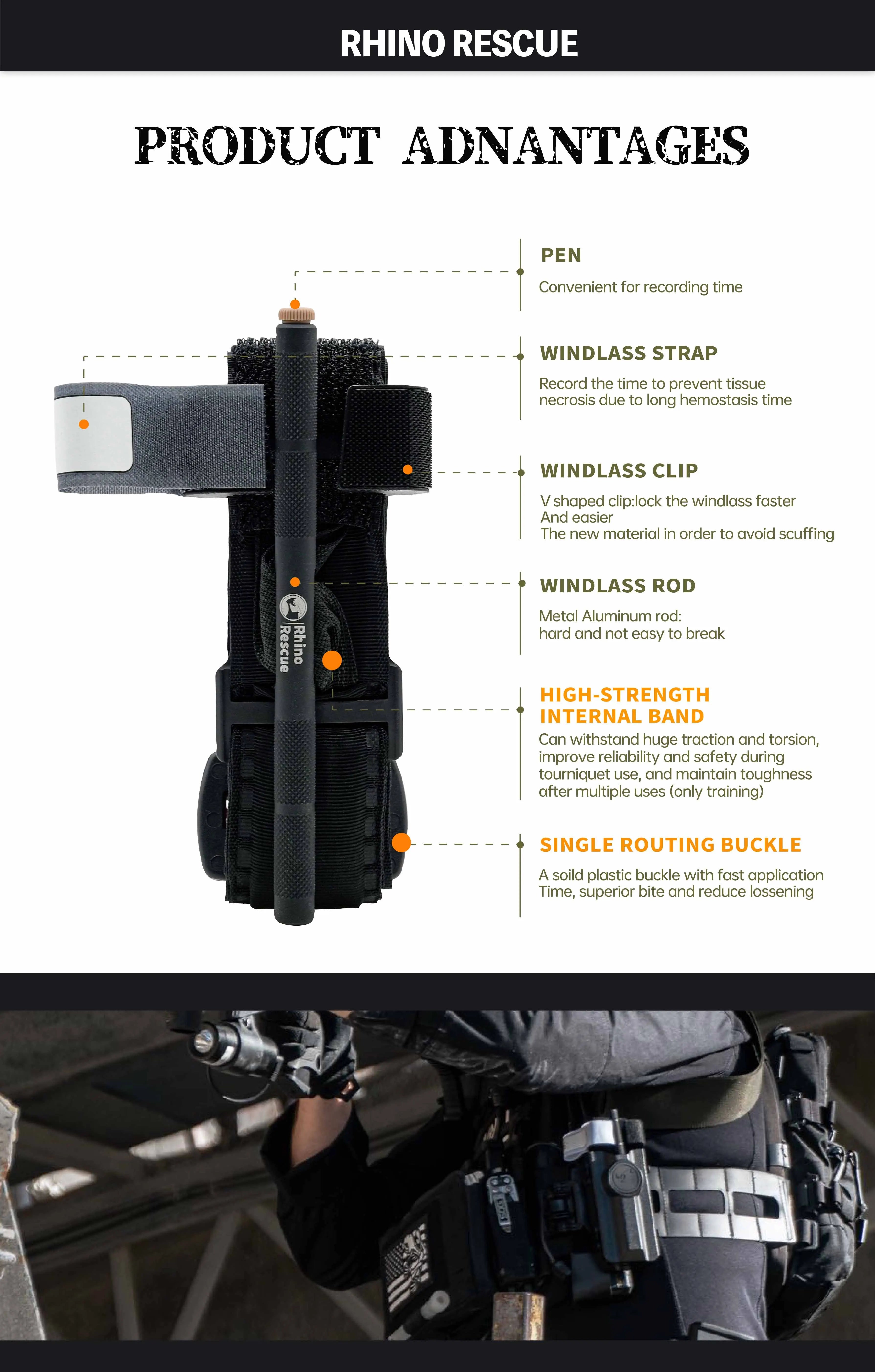 Ce Approved Rhino Rescue Tactical Tourniquet With Metal Rod Combat Medical First Aid Emergency Tourniquet