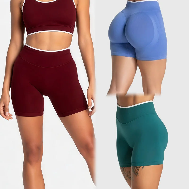 Women's Sports Shorts Gym High Waist Scrunch Seamless Yoga Leggings Cycling Shorts Workout Running Fitness Pants