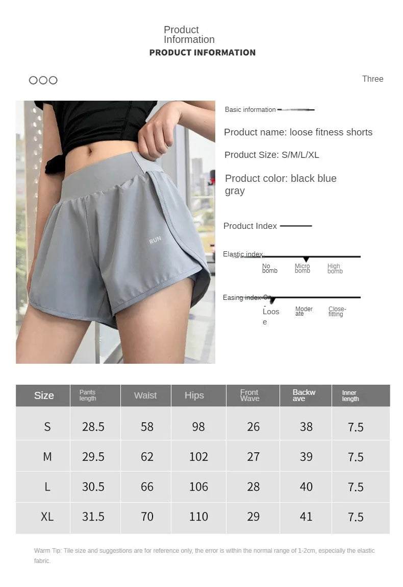 Women Leisure Sports Anti-exposure Fake Two-piece Slimming Sports Gym Nude Yoga Breathable Shorts