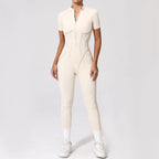 Women's Tracksuit Gym Workout Sports Clothes Outfit Zipper Jumpsuit Yoga Fitness Overalls Set Open Back Bodysuits Suit for Women