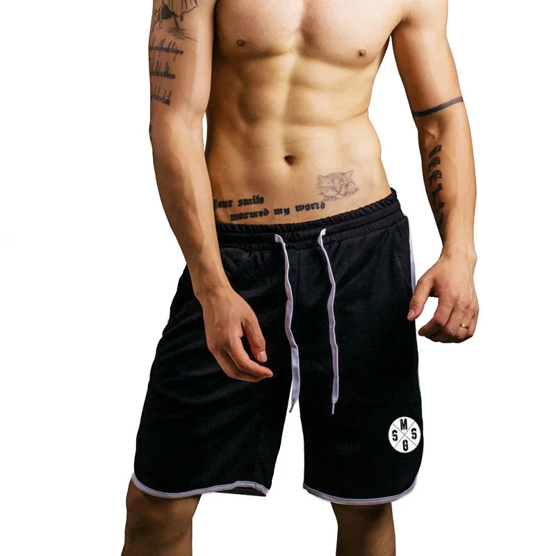 Summer Sports Shorts Breathable  Mesh Men's Drawstring Elastic Pants Running Training Pants Outdoor Fitness Jogging Straight