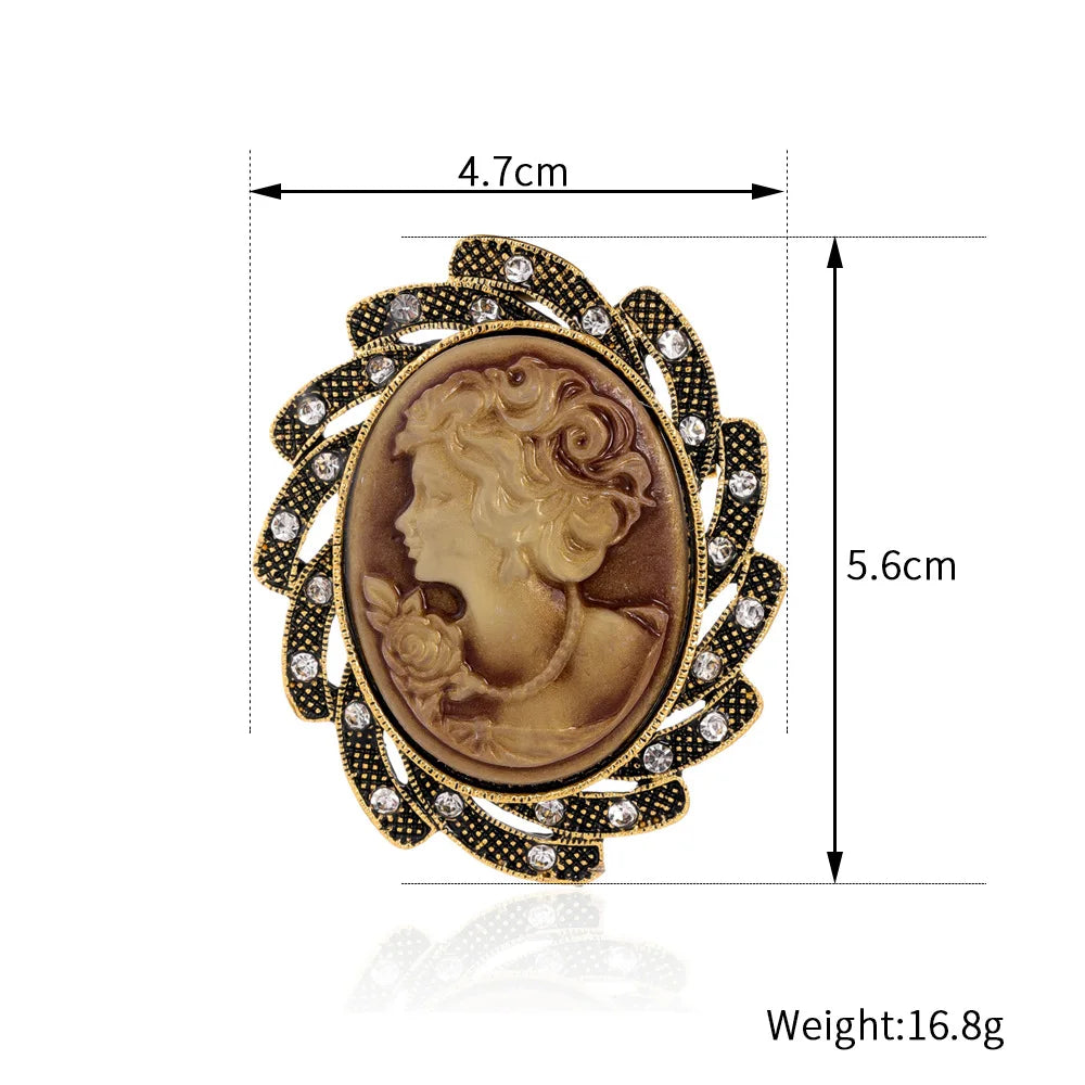Vintage Victorian Design Queen's Cameo Brooch Pin, Antique Wedding Beauty Jewelry Gift, Elegant Style