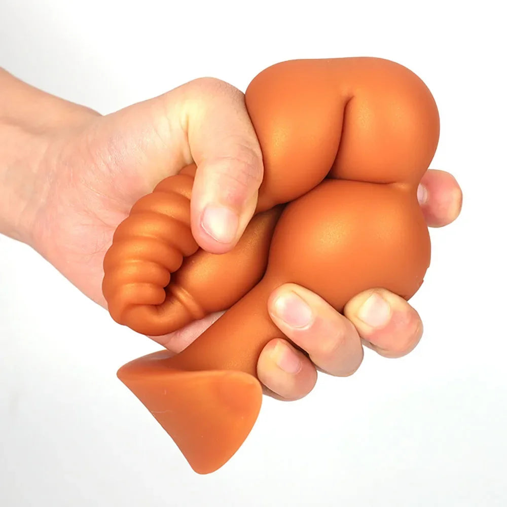 3-10cm Huge Anal Plug with Tail Sex Toys for Adult Games Couples DIY Cosplay Big Butt Plug Silicone Soft Long Anal Beads Women
