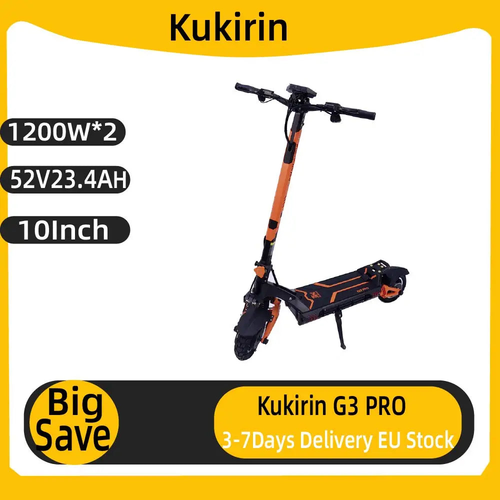 KuKirin G3 Pro Adult Electric Scooter 1200W*2 Motor All-Terrain Escooter 10 Inch Tire 52V23.4Ah Battery E-Mountain E-Scooter Main image