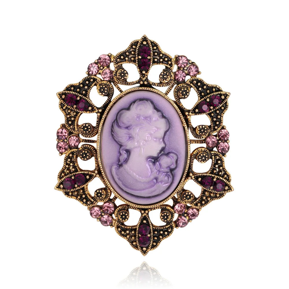 Vintage Victorian Design Queen's Cameo Brooch Pin, Antique Wedding Beauty Jewelry Gift, Elegant Style