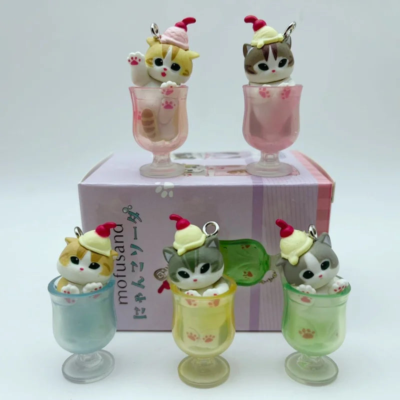 In Stock New Mofusand Cat Pudding Cold Drink Pendant Mini Figures Blind Box Anime Figures Ornaments Dolls Birthda Xmas Gifts Toy