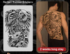 Magic Juice Ink Waterproof Tattoo Stickers Full Back Large Size Herbal Juice Temporary Tattoos Men Body Art Dragon Tiger