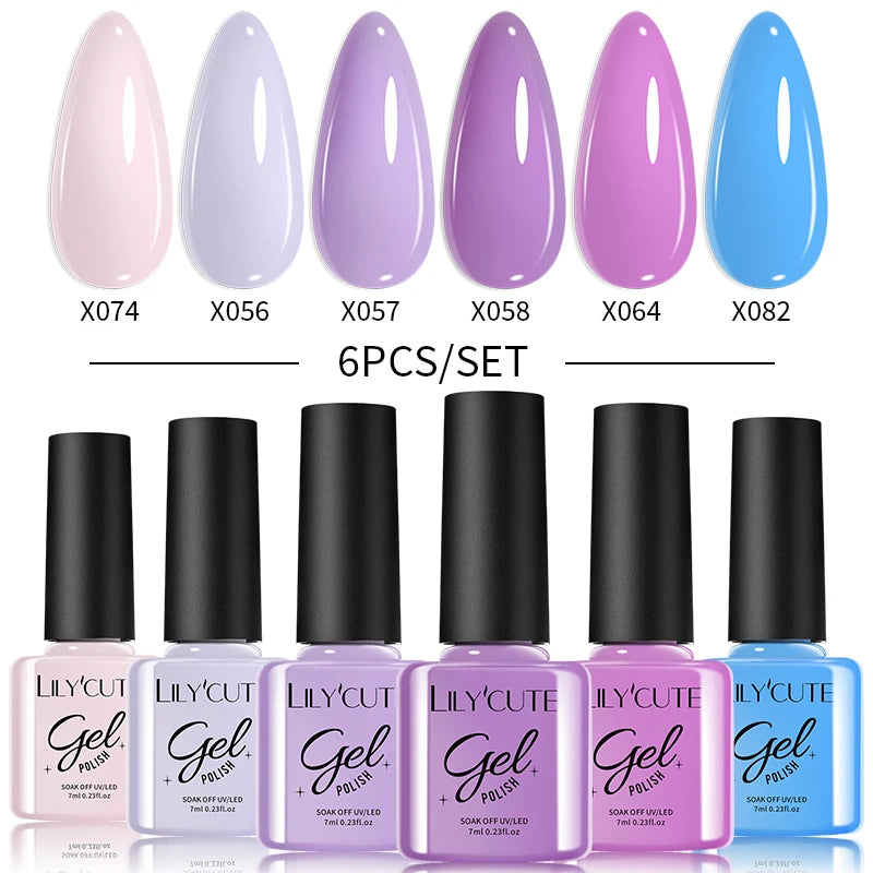 LILYCUTE Nail Gel Polish Set Pink Green Spring DIY Nail Art Design Long Lasting Soak Off UV Gel Manicure Painting Gel Vernis Kit