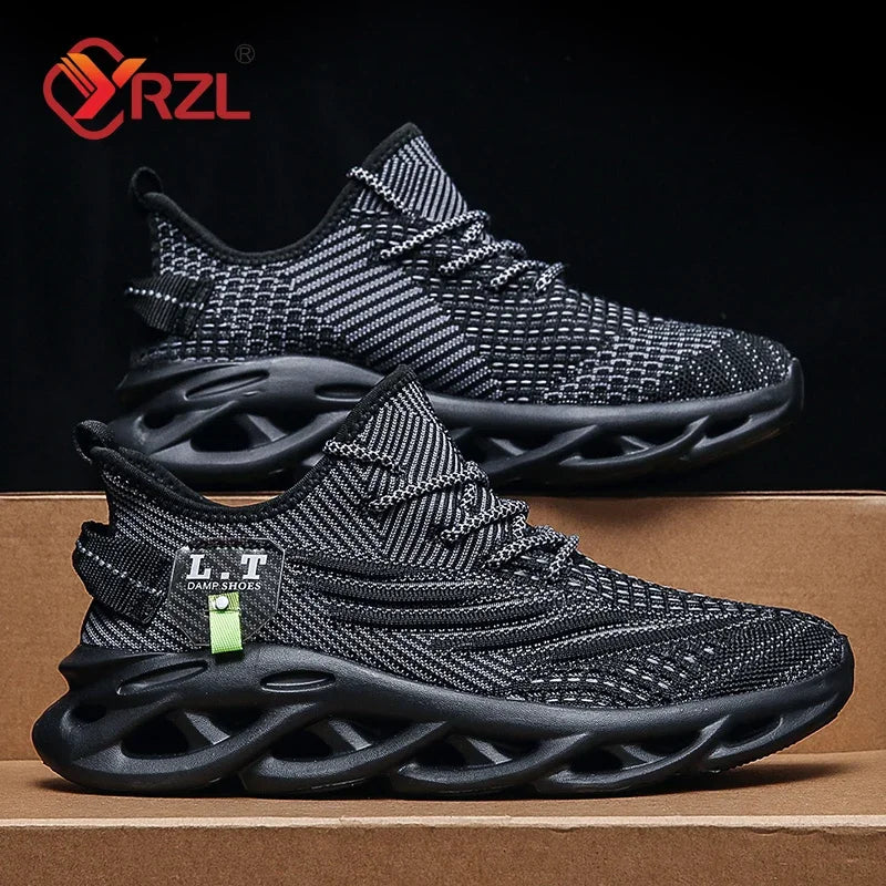 YRZL Men Sports Running Black Jogging Shoes Casual Sneakers Outdoor Breathable Mesh Women Light Shock-absorption Black Tennis Main image