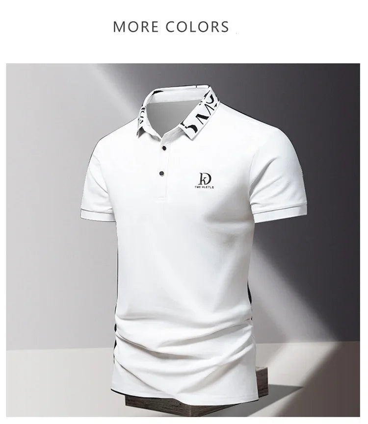 Summer men's POLO shirt fashionable ice silk quick drying short sleeved T-shirt solid color loose fitting business collar top