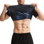 Men Sauna Sweat Short Sleeve Heat Trapping Shirts Sauna Suits Fitness Sweat Waist Slimming Shaper Workout Compression Shirt