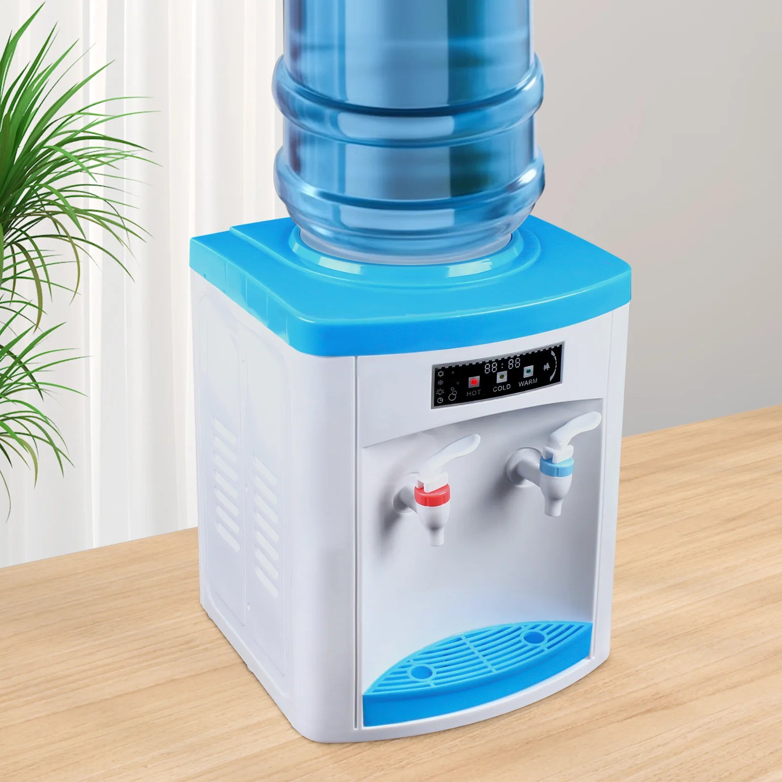 Compact Hot and Cold Water Dispenser, Energy-Saving Desktop Water Cooler Stainless Steel Mini Drinking Station for Office Home