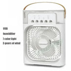 3 In 1 Mini Air Cooler Fan Portable Household Air Conditioner Humidifier LED Night Light For Home Office Desk Use25.5x18.5x8cm