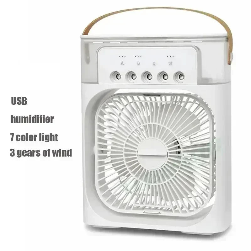 3 In 1 Mini Air Cooler Fan Portable Household Air Conditioner Humidifier LED Night Light For Home Office Desk Use25.5x18.5x8cm