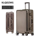 KLQDZMS German All Aluminum Magnesium Alloy Luggage 20 Inch Boarding Suitcase 28 Large Capacity Travel Business Leather Suitcase