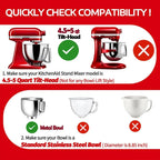 Pouring Shield Splash Guard, Detachable Flip Top Lid for KitchenAid 4.5-5QT Tilt Head Stand Mixer, Mixer Bowl Accessories