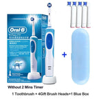 Oral B Electric Toothbrush 2D Rotary Vibration Clean Charging Tooth Brush Cross Action Bristle Oral Care 4 Gift Brush Heads Free