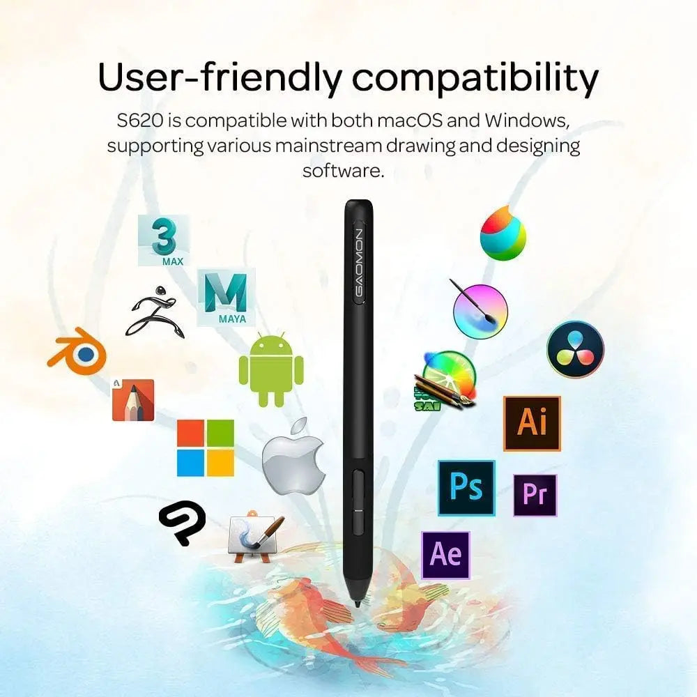 Gaomon S620 Graphics Tablet 6.5*4 Inch Small Drawing Digital Tablet for OSU Note-taking Painting Compatible with Android Phone
