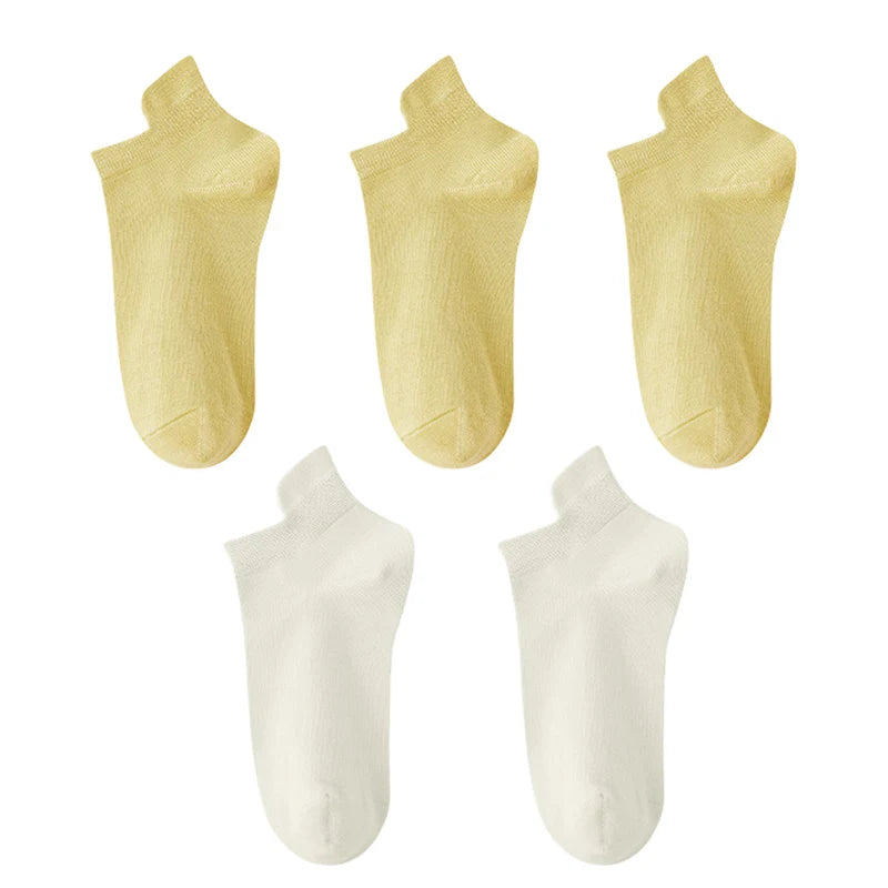 10pieces=5 Pairs Women Socks Casual Breathable High Quality Ankle Sock Summer Low Cut Cotton Thin Short Elastic Sox calcetines