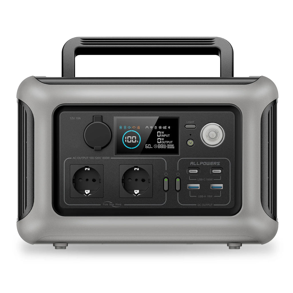 ALLPOWERS Portable Power Station R600, 299Wh LiFeP04 Battery with 2x 600W (1200W Surge) AC Outlets for Outdoor Camping RV Home