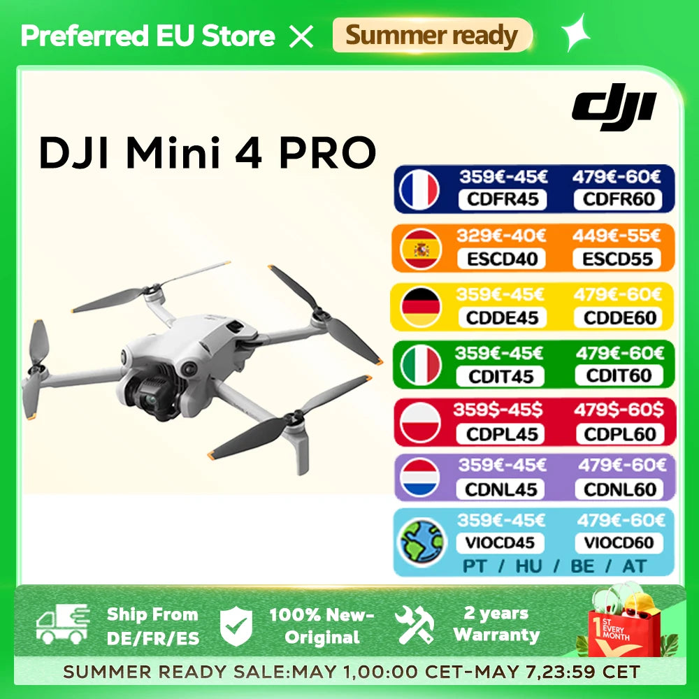 DJI Mini 4 Pro Mini Drone with 4K HDR Video Camera 34 Minutes Flight Time 20km Max Video Transmission Range New Original C0