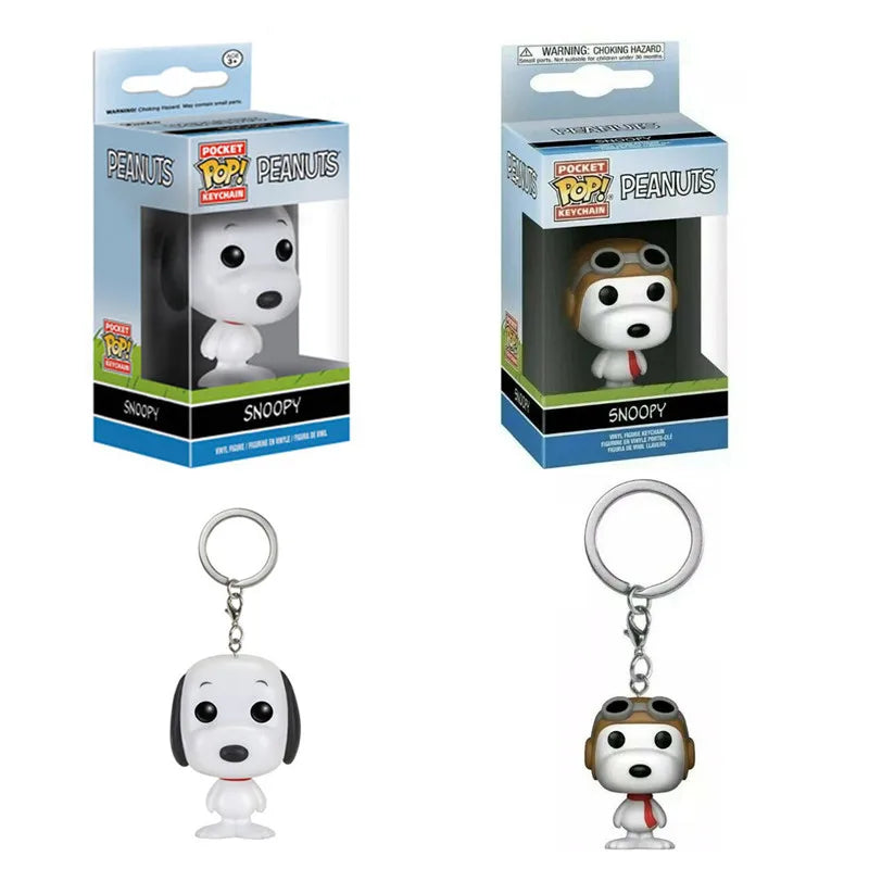 New Arrival FUNKO POP Pocket Keychains Peanuts Snoopy with hat new snoopy Keychain with box Action Figure Toys for Ornaments