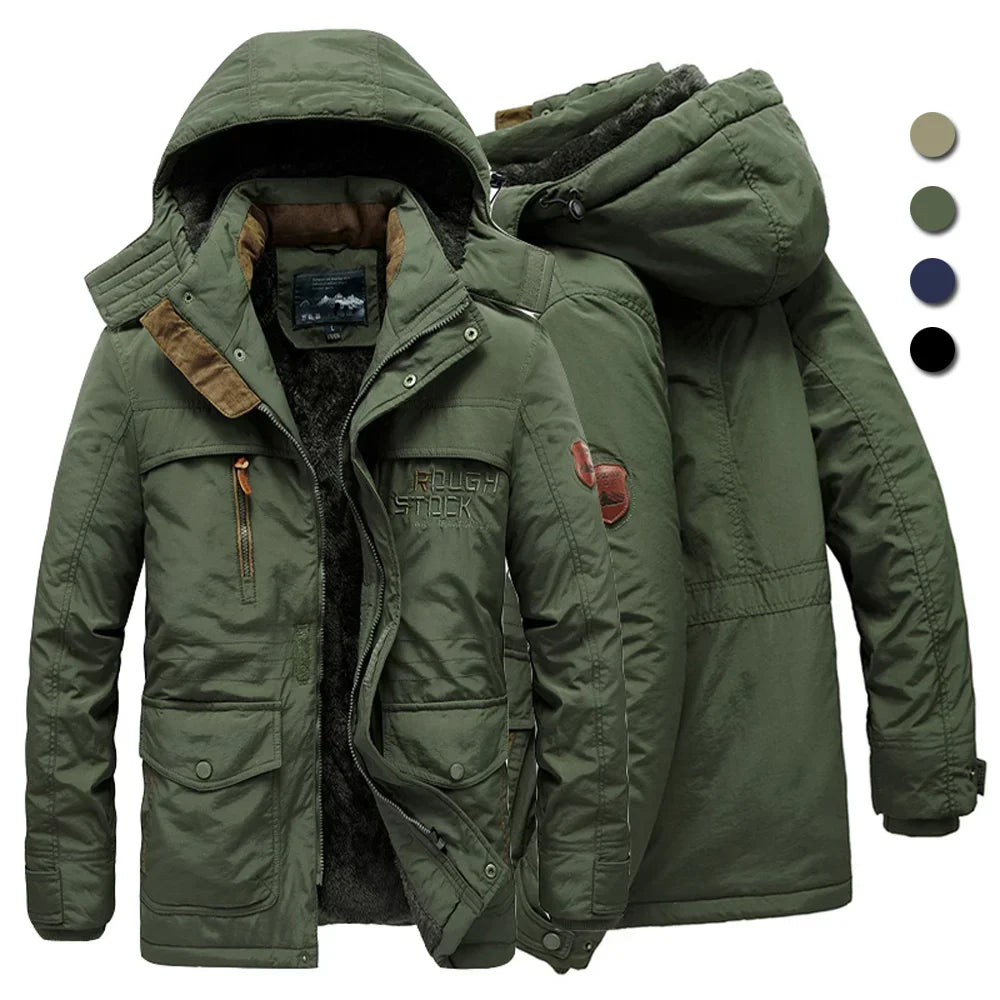 Men's Winter Jacket Fleece Linning Outdoor Parka Coat Hooded Windbreaker Military Thick Warm Outerwear Big Size 6XL Multi-pocket Main image