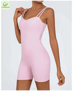 Greenora Women's Workout Romper Sexy Backless Yoga Jumpsuit Slim Fit Bodysuit Fitness Activewear Sleeveless Sportswear One Piece