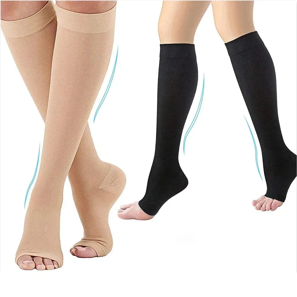 Compression Socks S-XXL Medical Prevent Varicose Veins Toeless Support Hose for Women Men 1 Pairs Main image