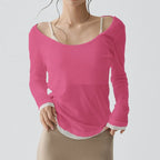 Quick Dry Long Sleeve Yoga Shirt Women Fitness Sports Top Running Gym Workout T-Shirt Female Athletic Active Wear