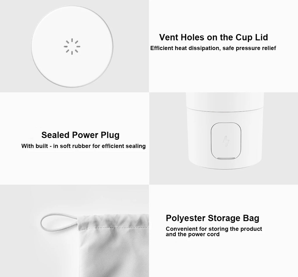 MIJIA Portable Electric Heating Cup 2: 350ml,6-Level Temp Control,12-Hour Keep Warm,316L Stainless Steel, Travel-Friendly