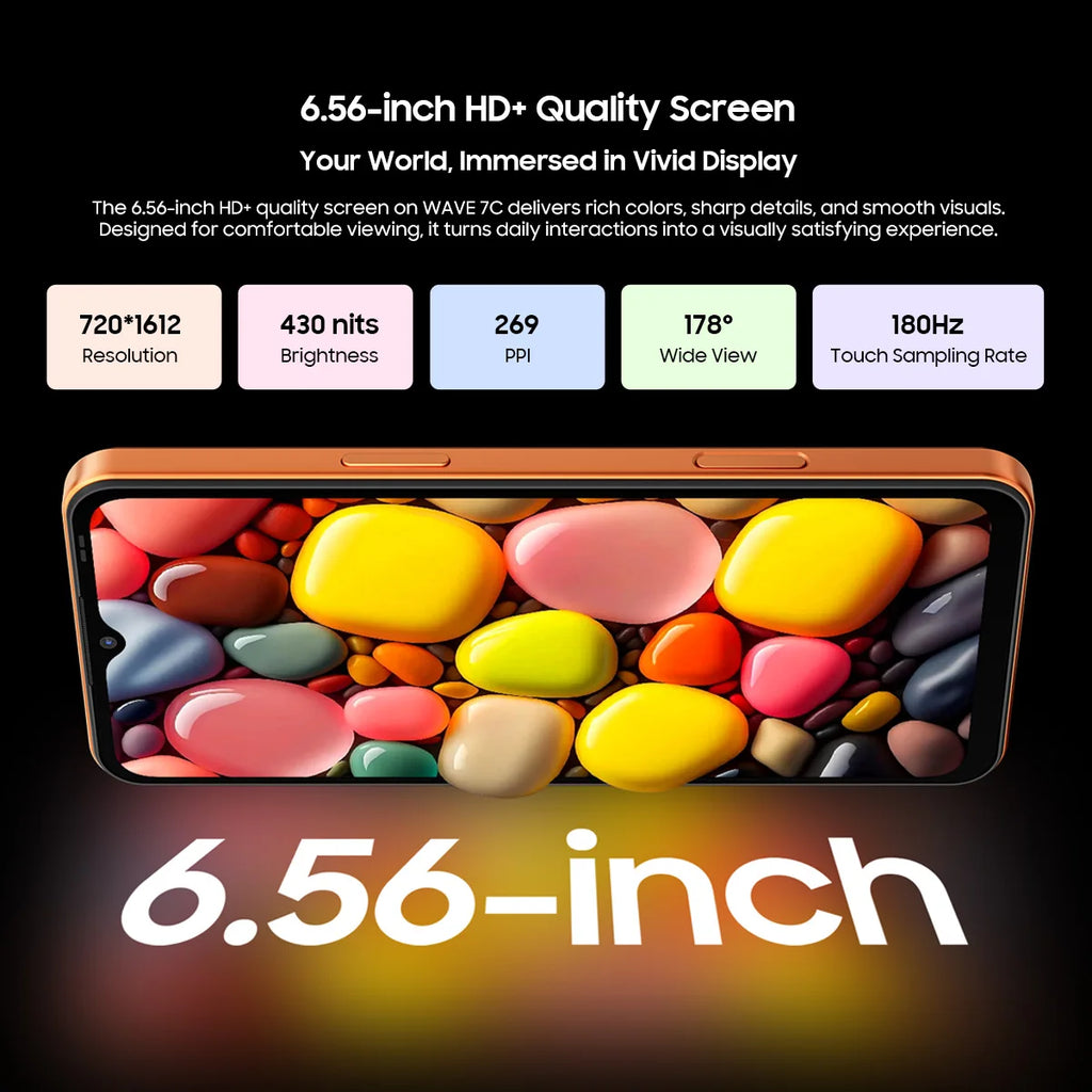 Blackview WAVE 7C Smartphone 6.56'' HD+IPS 5000mAh Battery 16GB(4+12)+64GB Unisoc Cell Phone 32MP+13MP 4G Android 16 Dual SIM