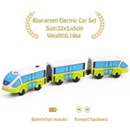Magnetic Train Toys Electric Car Locomotive Diecast Slot Wooden Railway Accessories fit for Brand Wooden Tracks Kids Toys