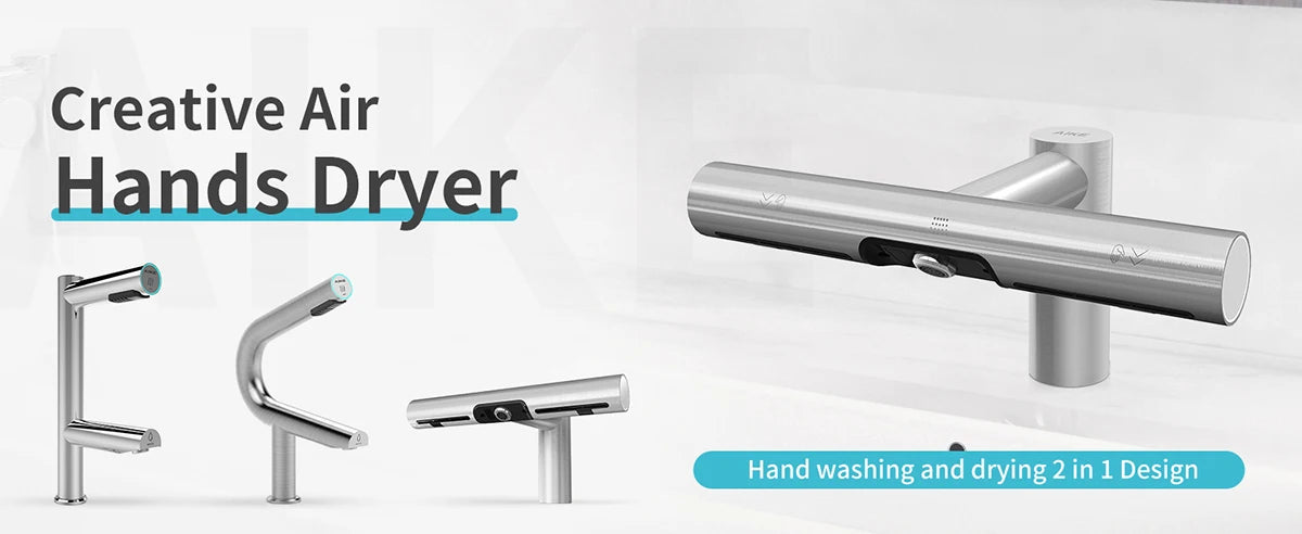 AIKE Bathroom Hands Dryer Wall Mounted Automatic High Speed Hands Dryer Commercial Smart Sensor Hands Drying Machine AK2630S