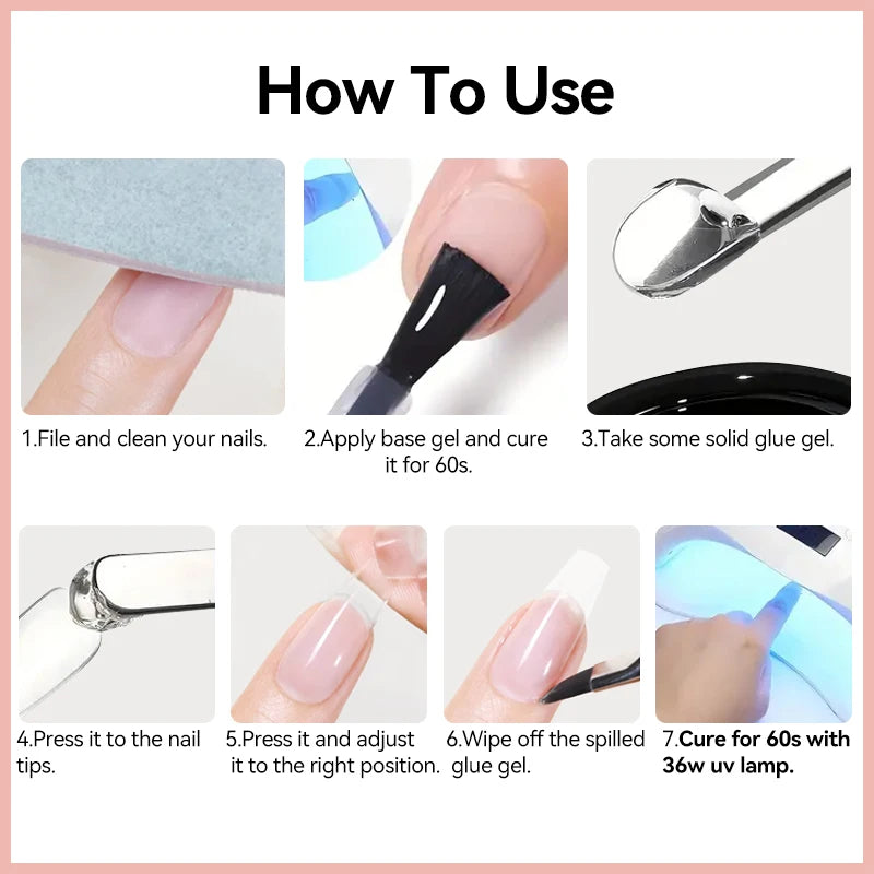 UR SUGAR 3PCS False Nails Set With 420Pcs Matte Soft Gel Tips Solid Glue Gel Remover Quick Nail Extension Kit Nail Beauty Starte