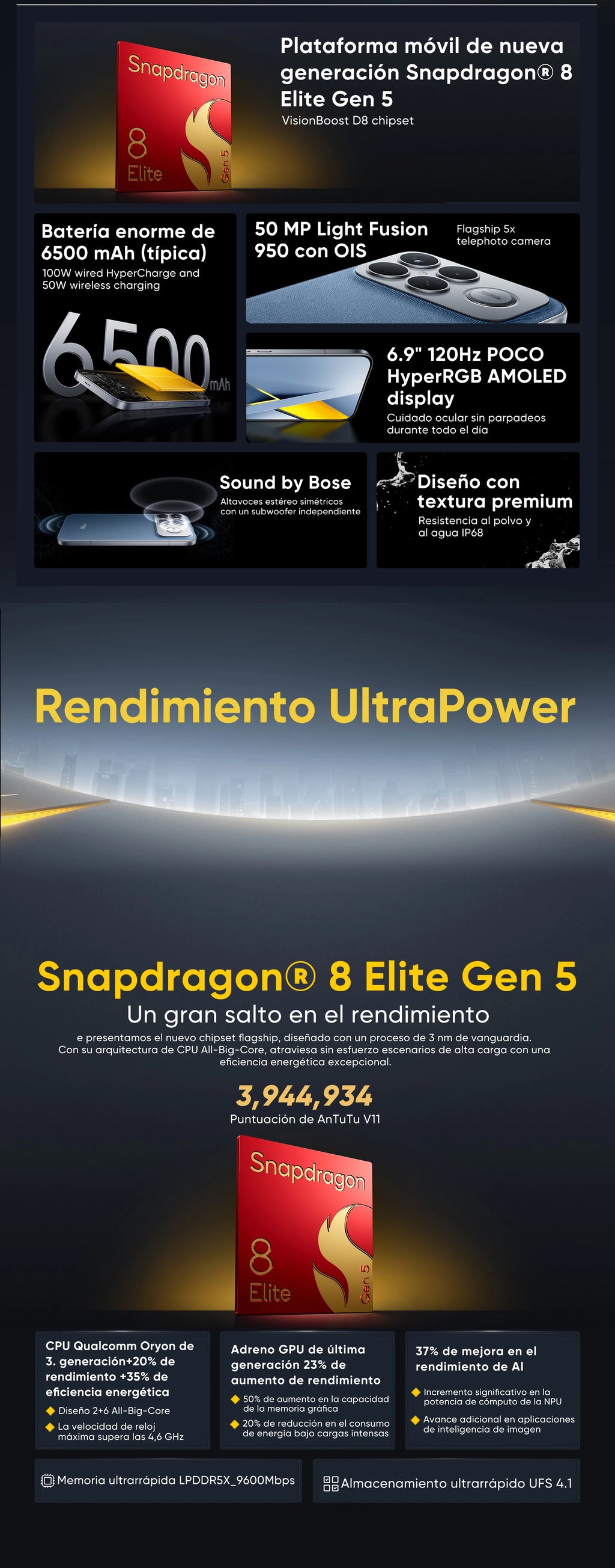 Global Version POCO F8 Ultra 5G Smartphone Snapdragon® 8 Elite Gen 5 6.9" Eye-care AMOLED Display 100W HyperCharge 6500mAh NFC I