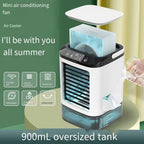 USB Portable Air Conditioner Fan Dual Mist Humidifier Ice Box 3 Speed Desktop Cooling Fan With LED Night Light