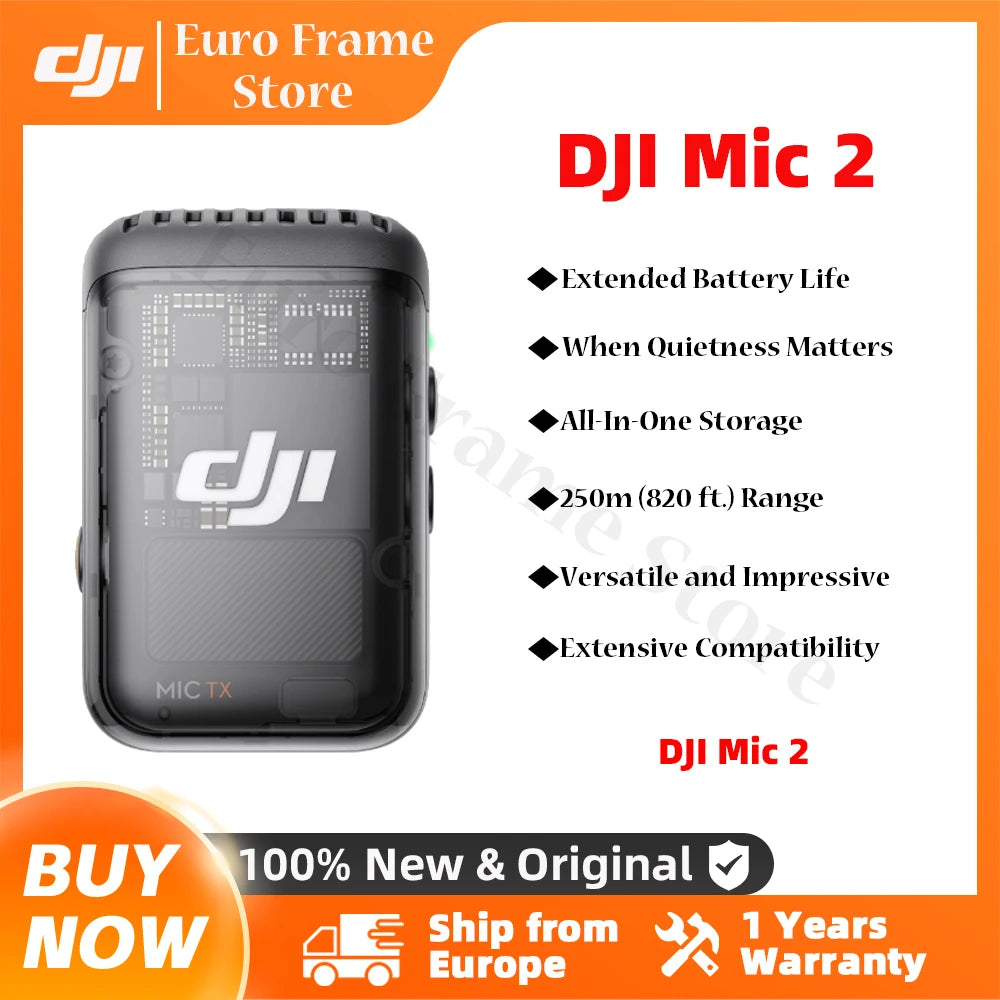 DJI Mic 2 Wireless Microphone with smart Noise Cancelling 32-bit Float Internal record Optimized Sound m Range Main image