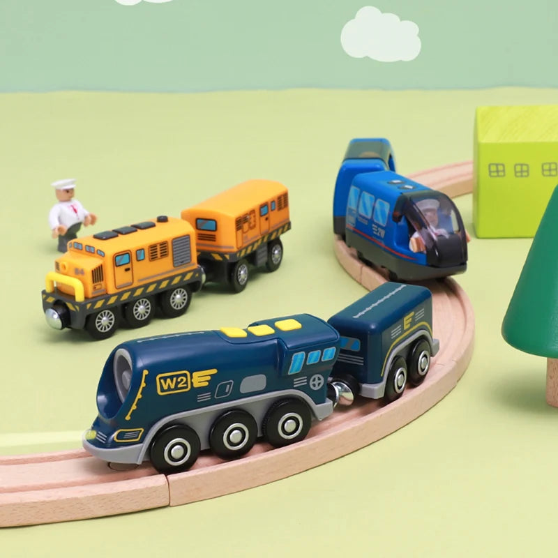 Battery Operated Locomotive Pay Train Set Fit for Wooden Railway Track Powerful Engine Bullet Electric Train for Boys Girls Gift Secondary image