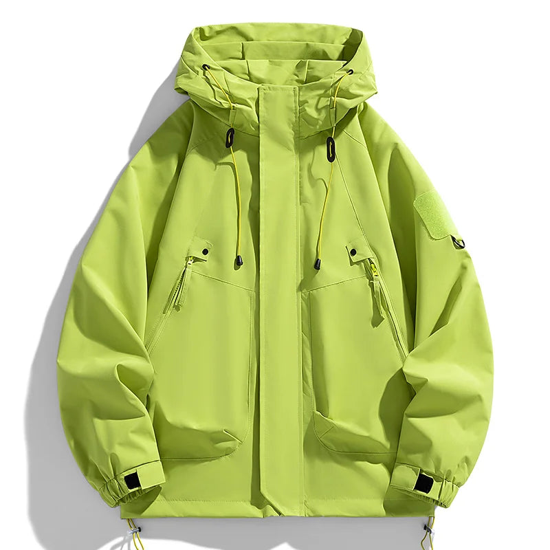 Windbreakers Men Hooded Jacket Zipper Coat Cargo Waterproof Black Bomber Camping Loose Thin Softshell Hooded Hiking Jacket Secondary image