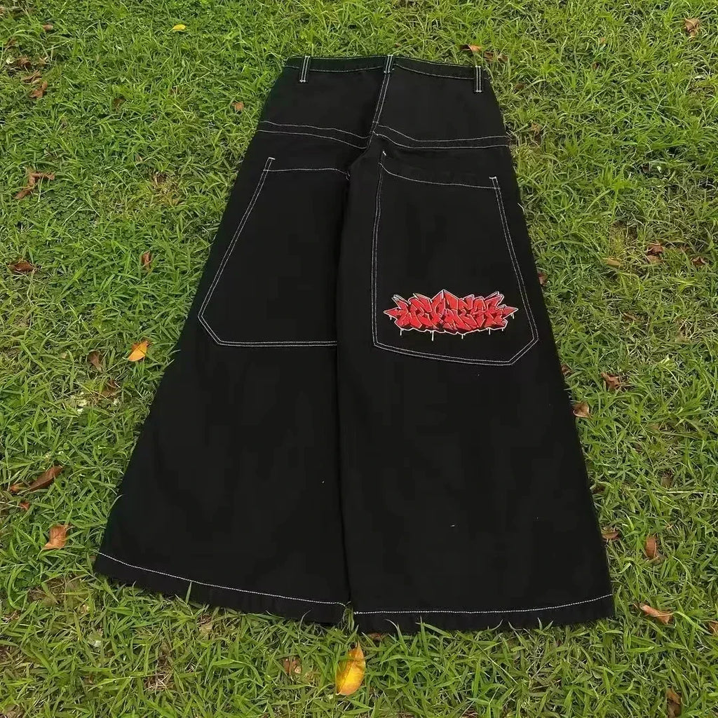American Y2K 2025 New Baggy Wide Leg Black Jeans Overszied Women Street Casual Joker Denim Pants Couple Jeans Vintage Streetwear